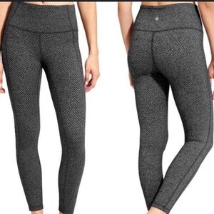 ATHLETA High‎ Waist Criss Cross Power Up 7/8 Tight Leggings GRAY, BLACK SMALL